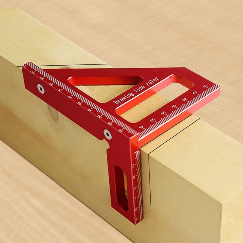 KETIPED 3D Multi-Angle Measuring Ruler,45/90 Degree Aluminum Alloy Woodworking Square Protractor,Drawing Line Ruler, Miter Triangle Ruler High Precision Layout Measuring Tool for Engineer Carpenter,R - Image 1